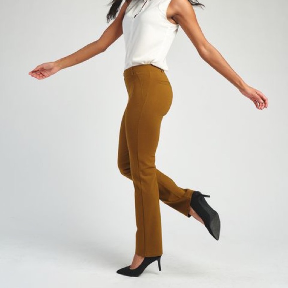 BETABRAND | Yellow Dot Straight Dress Pant XXL
